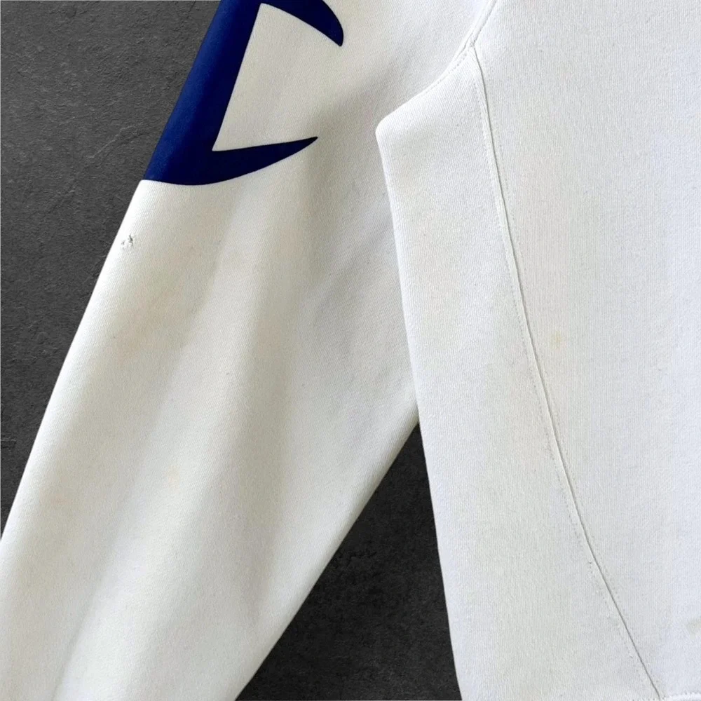 Champion Sweatshirt Mens S White Big Logo‎ Script Crewneck Fleece Pullover
